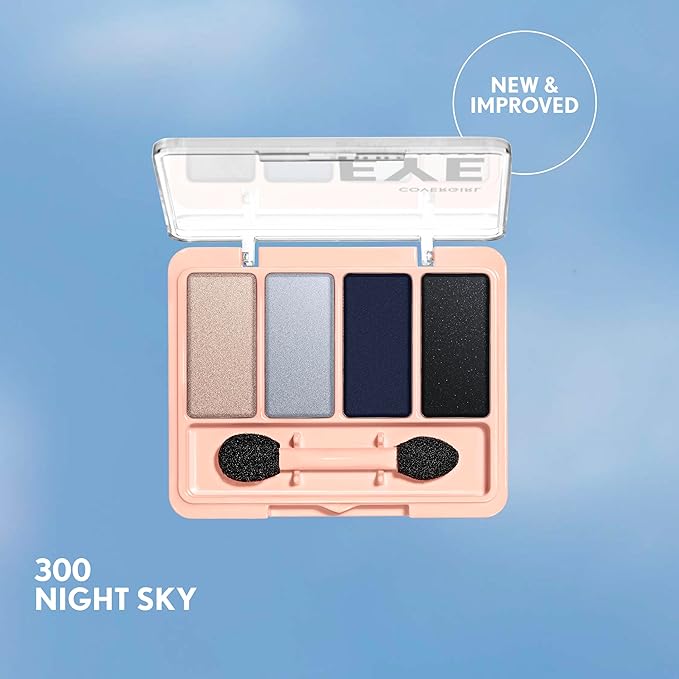 COVERGIRL Eye Enhancer, Night Sky, Eyeshadow Quad, Easy to Wear, Clean & Vegan, Talc-Free, Matte & Shimmer Finishes, Smudge-Proof, 0.19oz