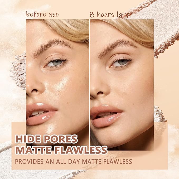Oil Control Face Pressed Powder,Matte Smooth Flawless Setting Powder Makeup,Waterproof Long Lasting Finishing Powder,Cruelty Free Lightweight Face Cosmetics,0.35Oz(NATURAL BEIGE)-BrightBean Baby