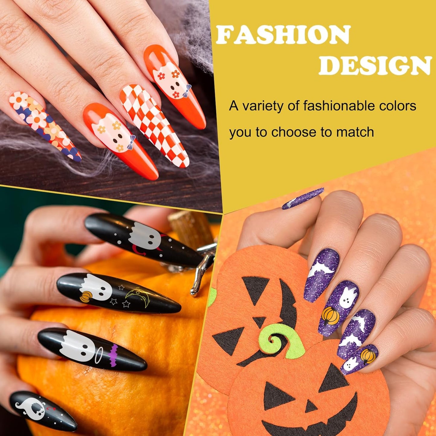 Whaline 6Pcs Halloween Nail Plates Stamping Set Pumpkin Ghost Skull Stamp Templates Nail Art Plates for DIY Print Manicure Salon Design Gift-BrightBean Baby