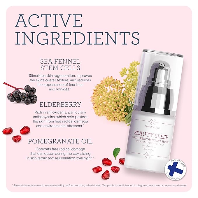 Overnight Eye Serum - Under Eye Serum for Night Time w. Hydrating Elderberry & Sea Fennel Stem Cells, Reduces Under-Eye Bags & Wrinkles, Anti-Aging Eye Serum-BrightBean Baby