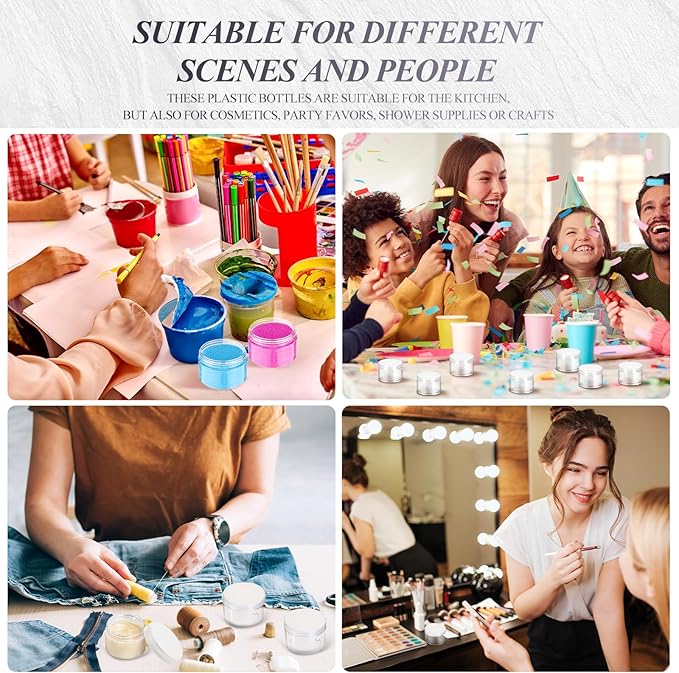 SATINIOR 24 Pieces Empty Clear Plastic Jars with Lids Round Storage Containers Wide-Mouth for Beauty Product Cosmetic Cream Lotion Liquid Butter Craft and Food (Transparent Lid, 4 oz)-BrightBean Baby