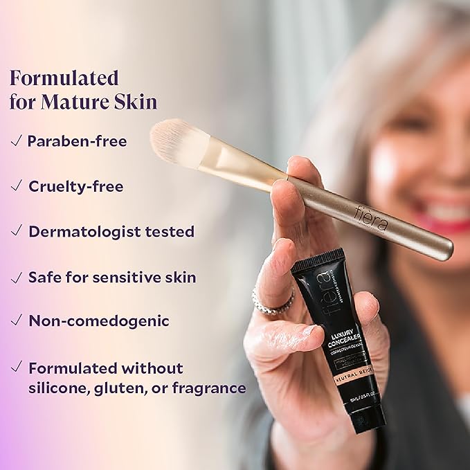 Fièra Luxury Concealer with Anti-Aging - All Day Coverage for Dark Circles, Fine Lines, Wrinkles & Spots - Medium, 0.5 Ounce-BrightBean Baby