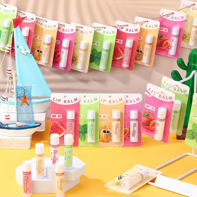 30 Pack Lip Balms SPF 30 Bulk Sunscreen Lip Balms Party Gifts Favors Lip Sunscreen Care with Vitamin E Wedding Bridal Shower Favors Baby Shower Gifts for Outdoor Travel Beach-BrightBean Baby
