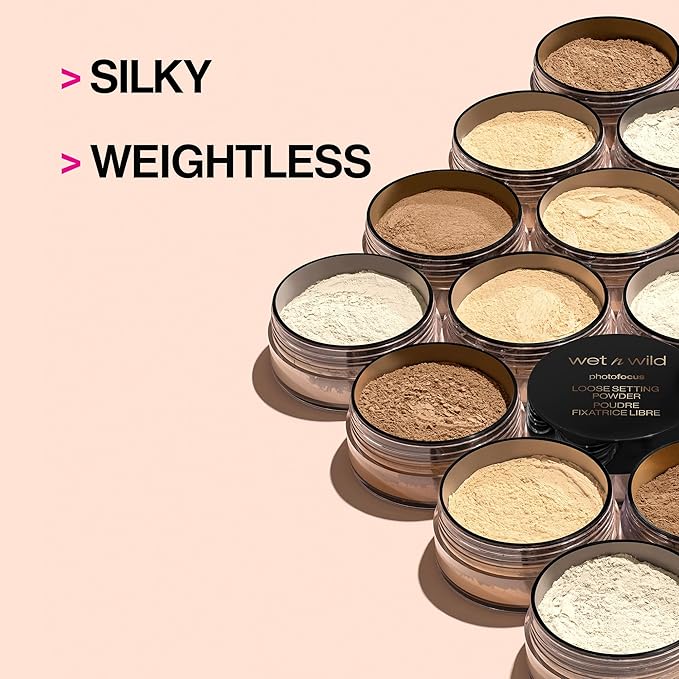 wet n wild Photo Focus Loose Baking Setting Powder, Highlighter Makeup, Medium-Deep to Deep Skin Tones, Deep-BrightBean Baby