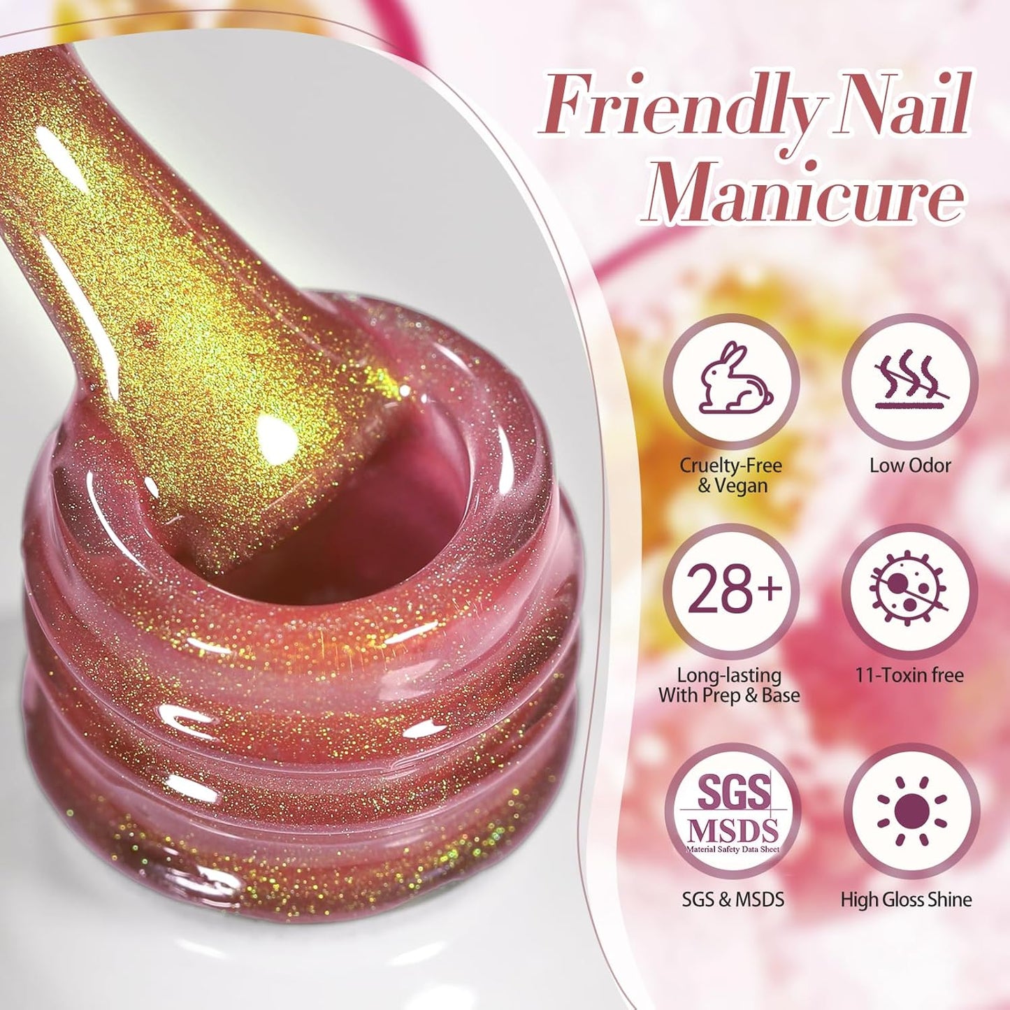 BORN PRETTY Cat Magnetic Eye Gel Nail Polish,Gradient from Yellow to Purple Magnetic Gel Polish Passion Fruit Cat Magnetic Eye Gel Manicure Nail Art DIY 15ml-BrightBean Baby