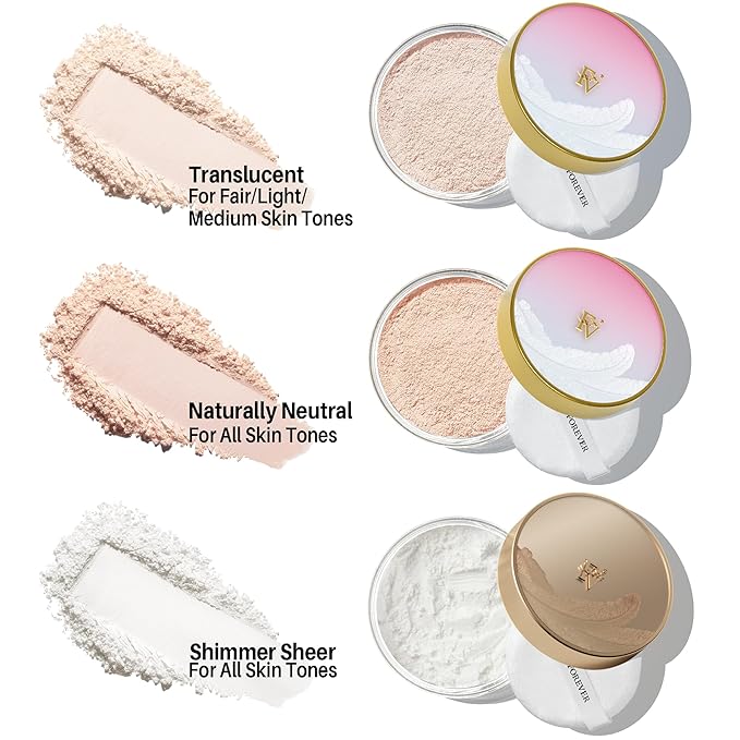 FV Translucent Powder Setting Powder, Oil-control & Long Lasting Loose Face Powder, Waterproof, Lightweight & Blurring Pores Finishing Powder, Talc-free Baking Powder Makeup, Translucent-BrightBean Baby
