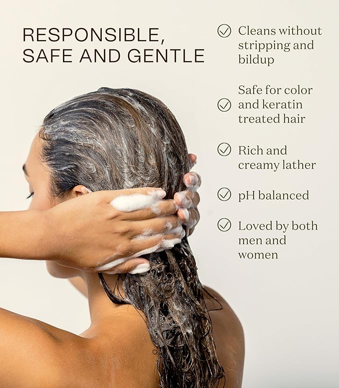 Non Toxic Vegan Shampoo with Organic Ingredients, Apple Cider Vinegar & Tea Tree Oil - Sulfate Free, Color Safe, Paraben Free, Gluten Free, Cruelty Free, pH Balanced-BrightBean Baby