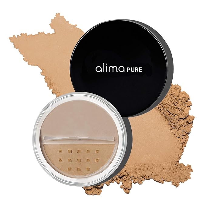 Alima Pure Matte Foundation Loose Mineral Powder Foundation Makeup, Loose Powder Makeup Oil Free Talc Free Powder, Natural Makeup Mineral Foundation Full Coverage Natural Foundation Powder .15 oz/4.5g-BrightBean Baby