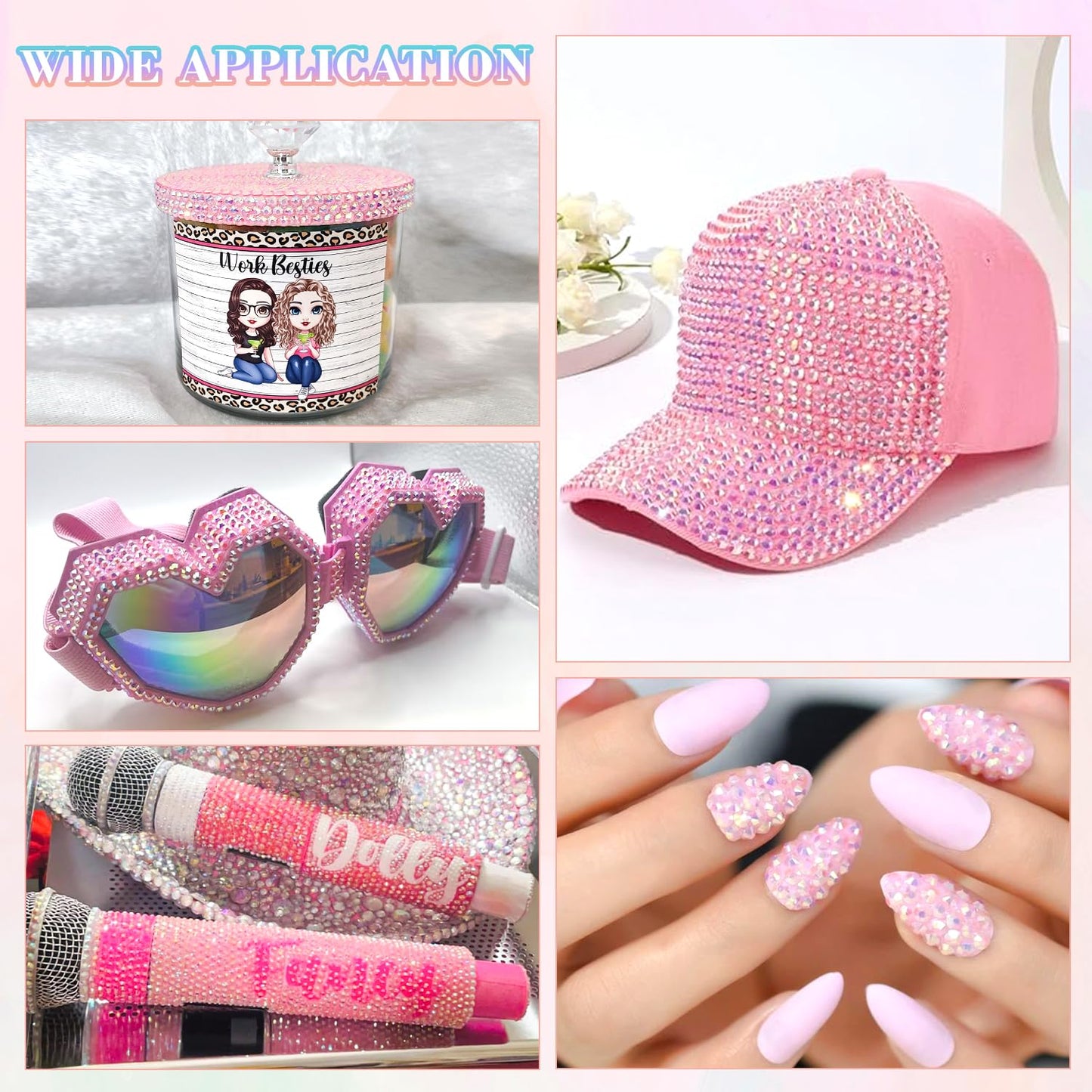 30000Pcs Resin Rhinestones for Bedazzling with 3Pcs B7000 Jewelry Glue, Light Pink AB Flatback Gems Rhinestones for Crafting, Clothing Tumblers Mugs Shoes Fabric Decor Nail Art-BrightBean Baby