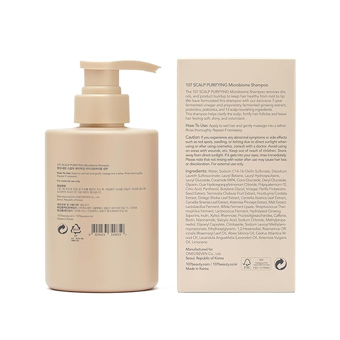 107 Clarifying Shampoo - Purifying Shampoo for Build Up, Dirt, Oil, Itchy, Dry Scalp – Fermented Vinegar & Ginseng for Refreshed & Revitalized Scalp - Paraben, Phthalate and Sulfate Free (16.9 oz)-BrightBean Baby