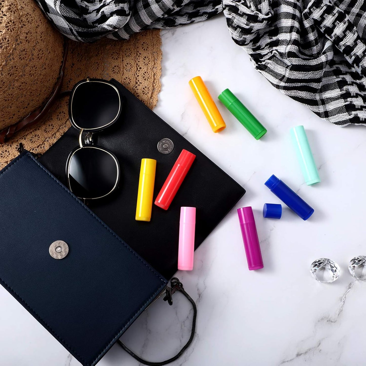 64 Pieces Lip Balm Tubes 5 ml Empty Lip Gloss Balm Containers Refillable Rotatable Plastic Lipstick Tubes DIY Lip Gloss Balm Tube Holder for DIY Cosmetic, 8 Colors-BrightBean Baby