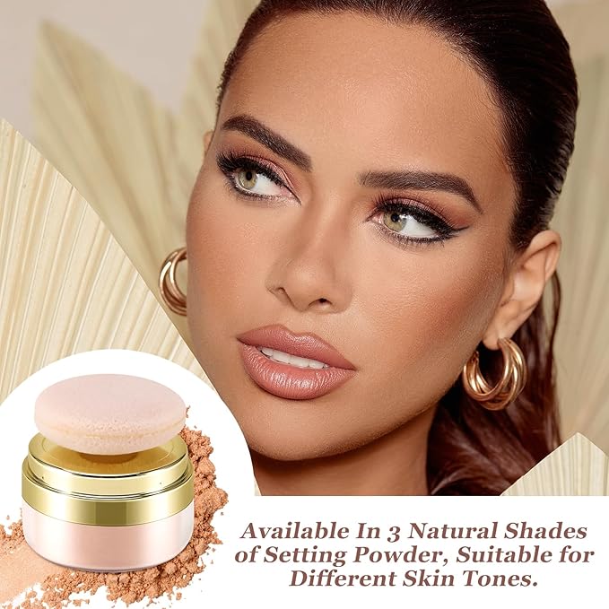 Boobeen Setting Powder, Lightweight Oil Control Loose Setting Powder, Full Coverage Finishing Powder For a Matte Flawless Look, Pressed Face Powder Makeup to Reduce Shine, Long Lasting-BrightBean Baby