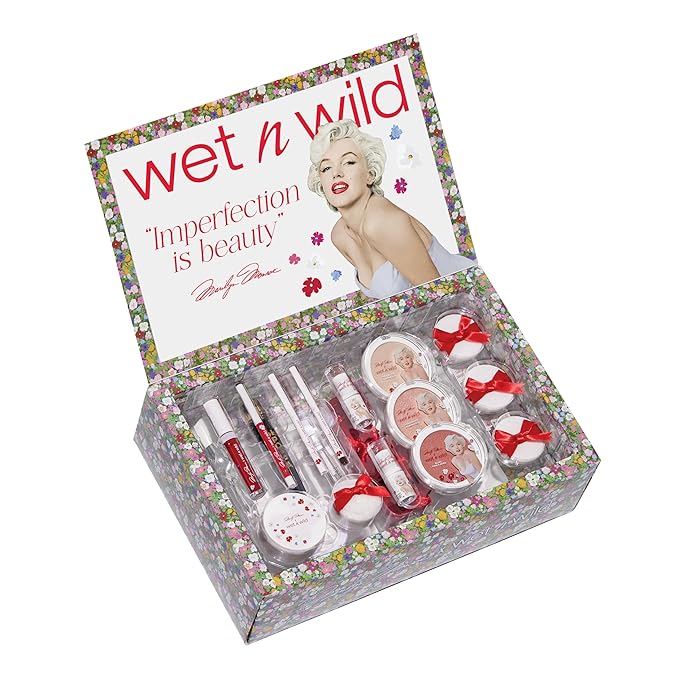 wet n wild Marilyn Monroe Collection PR Box - Makeup Set with Versatile Brushes, Buildable & Blendable Palettes, Vibrant Colors, & Lip Glosses for Unique Looks, Cruelty-Free & Vegan-BrightBean Baby