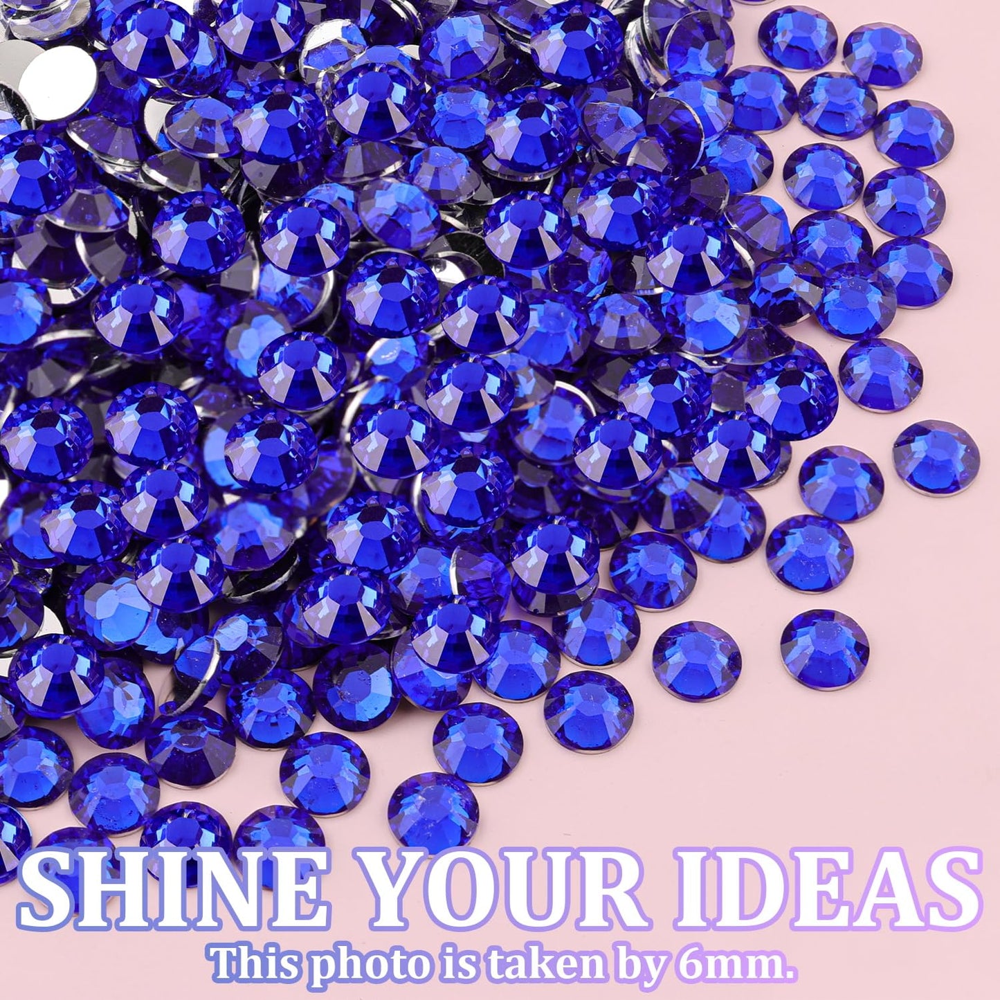25000Pcs Resin Rhinestones for Crafting, Royal Blue 2-6mm Mixed Sizes Non Hotfix Flatback Gems, Bedazzling Crystal for DIY Crafts Clothing Tumblers Mugs Shoes Fabric Nail Art-BrightBean Baby