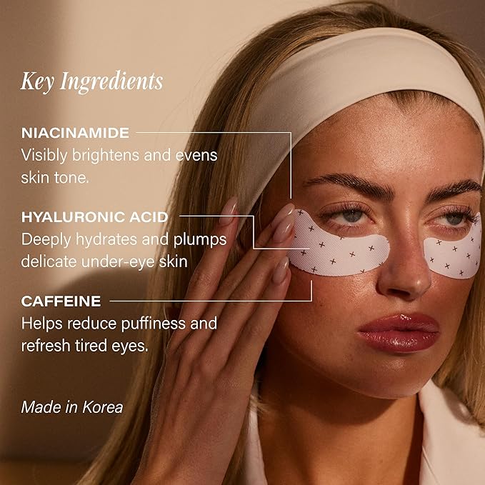 '+ Lux Unfiltered Cooling Under Eye Patches - Anti-Slip Caffeine Infused Korean Eye Mask - Reduces Puffiness, Brightens, & Hydrates Skin - Fragrance Free, Vegan, & Cruelty Free - 10 Count-BrightBean Baby