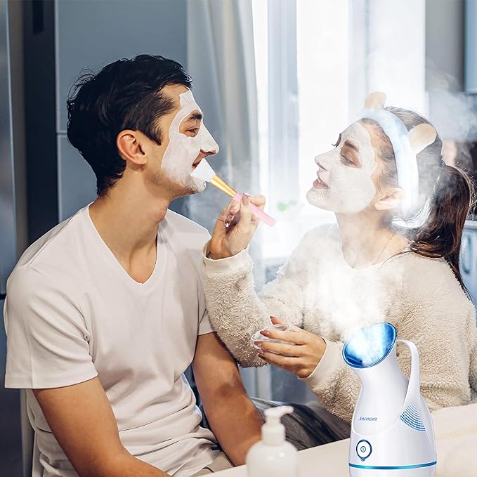 Amconsure Facial Steamer - Nano Ionic Face Steamer Warm Mist Steamer for Home Sauna SPA, Humidifier for Deep Cleaning Unclogs Pores Sinuses(Blue)-BrightBean Baby