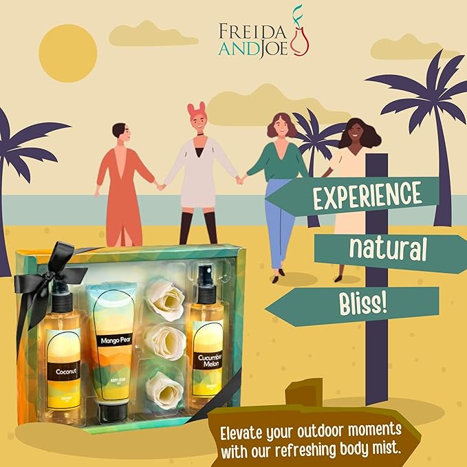 Fine Fragrance Body Mist & Body Splash Gift Set – Luxury Self-Care Combo for Women and Girls (Coconut, Cucumber, Mango Pear, Rose Soap)-BrightBean Baby