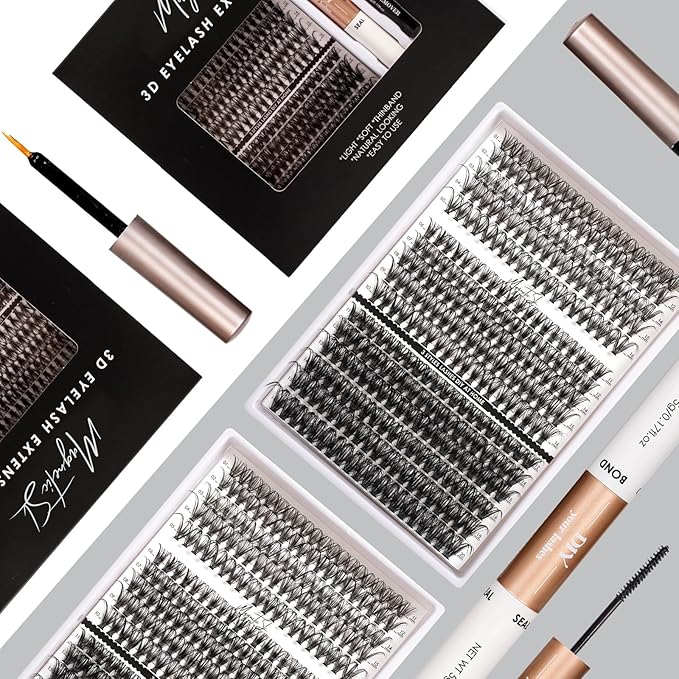 DIY Lash Extensions Kit 320pcs Individual Lashes Clusters 30D 40D 60D D Curl Eyelash Extension Kit with Applicator and Lash Bond&Seal, Lash Remover For False Eyelash Mix 11-20mm (30D+40D+60D KIT)-BrightBean Baby