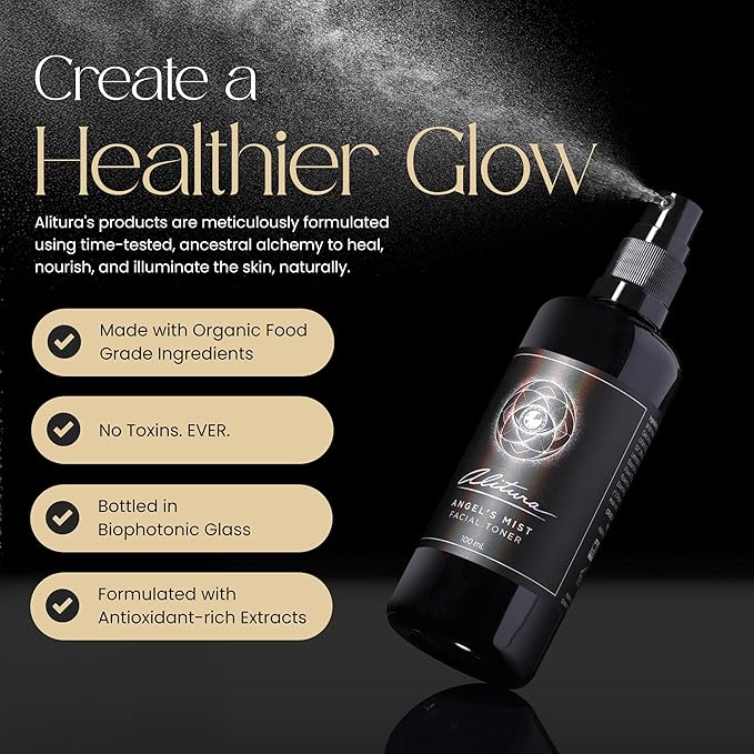 Alitura Angel's Mist Facial Toner – Hydrating & Revitalizing Face Spray with 97% Organic Ingredients – Refreshes, Tightens & Balances for All Skin Types – 100ml-BrightBean Baby
