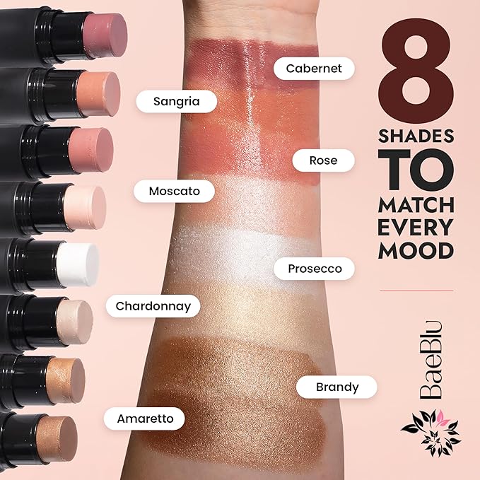Organic Blush Tube, Moscato - 100% Natural Vegan Cream Blush Sticks, Multi-Use Bronzer, & Highlighter for Lips, Cheeks & Eyes, Buildable Shimmer, Gluten-Free, Paraben-Free, Made in USA-BrightBean Baby