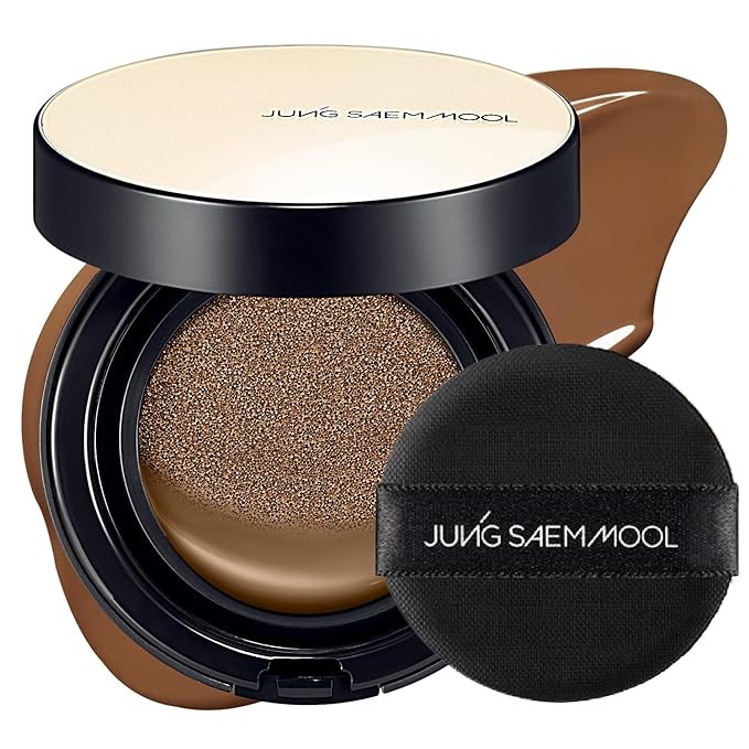JUNG SAEM MOOL Essential Skin Nuder Cushion 38N Saddle Brown 0.49 Fl Oz, No Refill, Natural Radiant Finish Cushion Foundation with Buildable Coverage, Lightweight Texture, Korean Foundation Makeup-BrightBean Baby