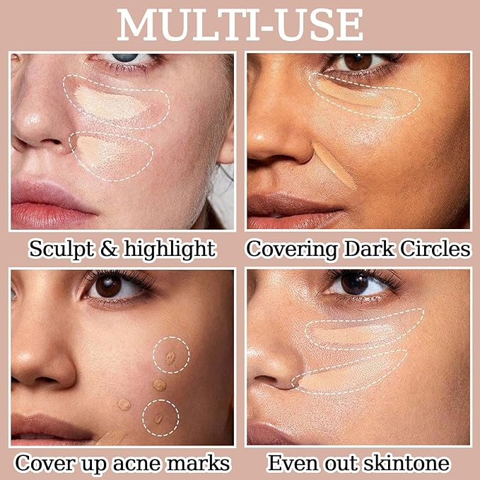 6 Colors Correcting Concealer Palette,Colors Corrector Palette,Moisturizing Full Coverage Liquid Foundation Cream Contour Makeup Palette with Brush-BrightBean Baby