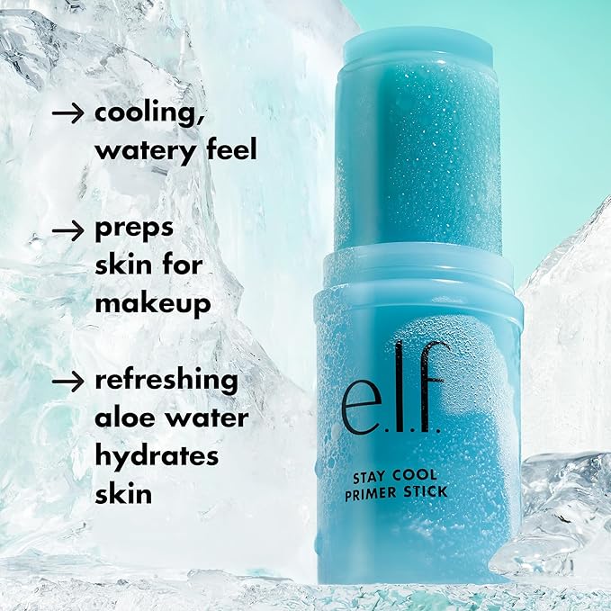 e.l.f. Stay Cool Primer Stick, Hydrating Gel Primer Preps Skin For Makeup, Imparts A Cooling Feel, Infused With Aloe Water, Vegan & Cruelty-Free-BrightBean Baby