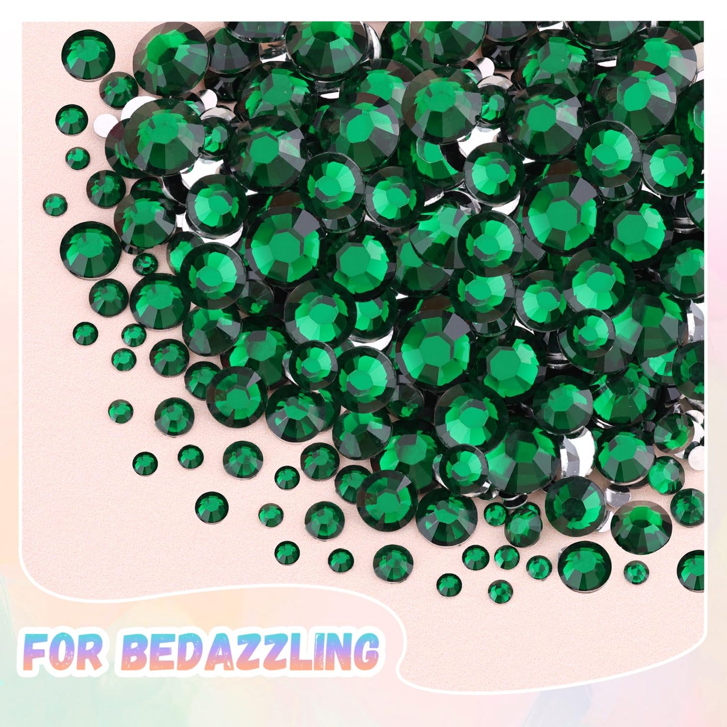 25000Pcs Resin Jelly Rhinestones with Tweezers for Crafting, 2-6mm Mixed Sizes (Dark Green) Non Hotfix Flatback Gems, Bedazzling Crystal for DIY Crafts Clothing Tumblers Mugs Shoes Decor Nail Art-BrightBean Baby