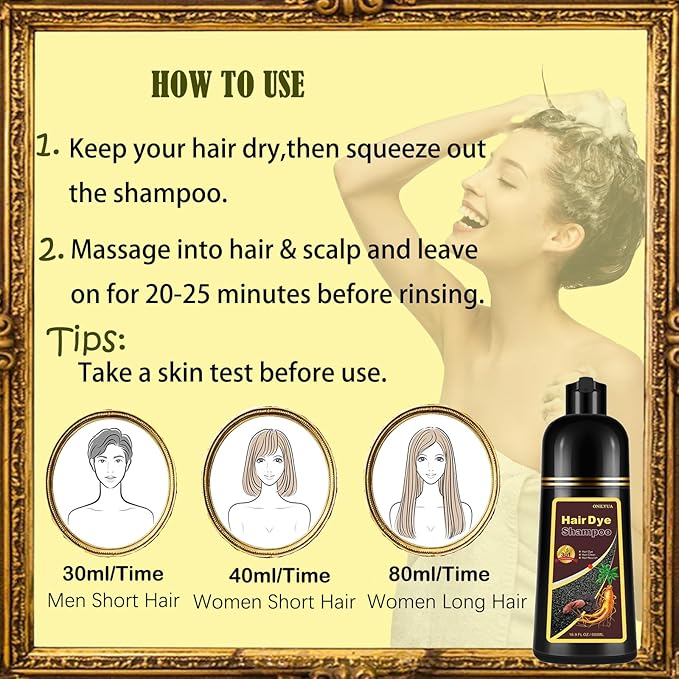 Dark Coffee Hair Dye Shampoo 3 in 1 for Gray Hair Coverage - Instant Shampoo Para Pintar el Cabello for Women Men, Herbal Brown Hair Color Shampoo Easy to Use & Long Lasting Champu Para Canas 16.90 oz-BrightBean Baby
