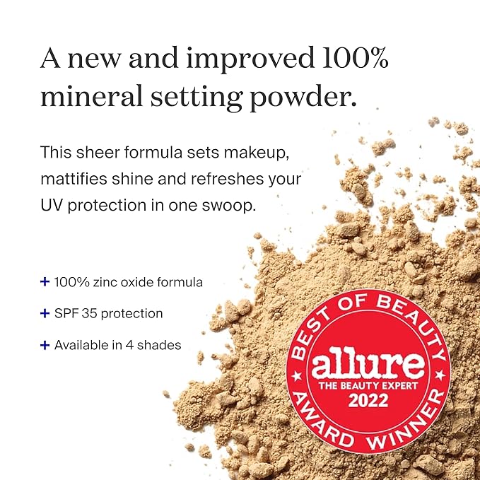Supergoop! (Re) setting Mineral Powder, Medium - 0.15 oz - Makeup Setting Powder + Broad Spectrum SPF 35 PA+++ Sunscreen - With Ceramides, Olive Glycerides & Coated Silica Spheres-BrightBean Baby
