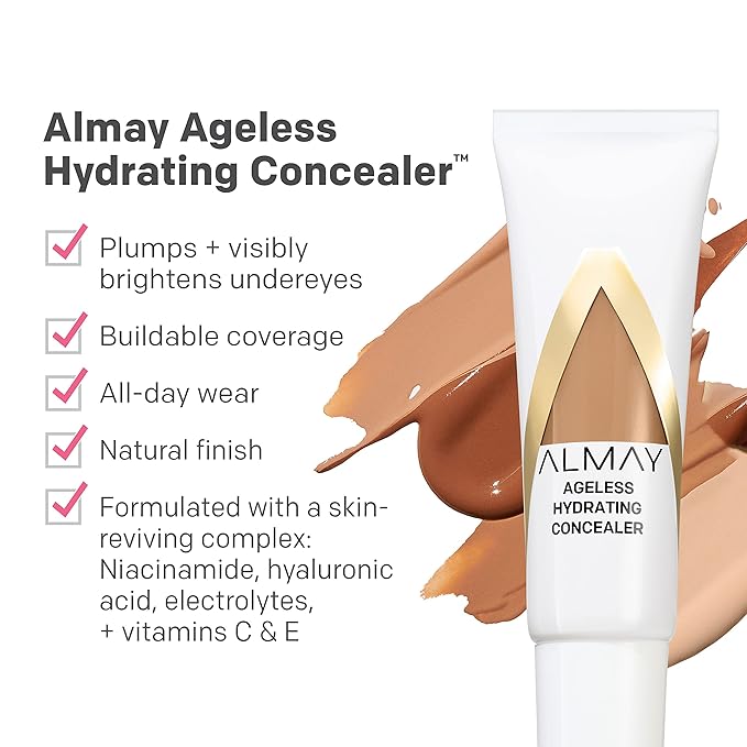 Almay Anti-Aging Concealer, Face Makeup with Hyaluronic Acid, Niacinamide, Vitamin C & E, Hypoallergenic-Fragrance Free, 030 Medium, 0.37 Fl Oz-BrightBean Baby