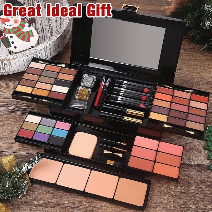 Professional Makeup Kit for Women Full Kit with Mirror 58 Colors All in One Make up Gift Set for Girls Included Eyeshadow,Compact Powder,Blusher,Lipstick,Eyebrow Pencil,Gitter Gel,Eyeliner,Mascara (N)-BrightBean Baby