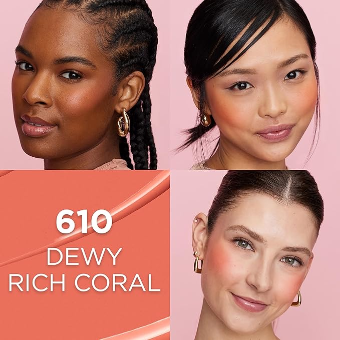 L'Oreal Paris True Match Lumi Le Liquid Blush, Intense Lightweight Blush Formula With Liquid Pigments, Dewy Rich Coral, 0.33 Fl Oz