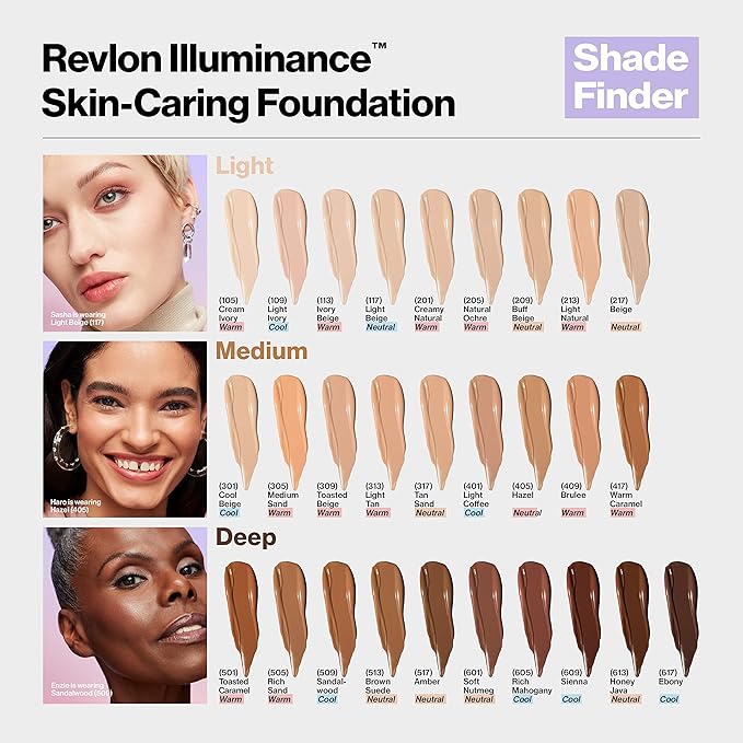 Revlon Illuminance Skin-Caring Liquid Foundation, Hyaluronic Acid, Hydrating and Nourishing Formula with Medium Coverage, 113 Ivory Beige (Pack of 1)-BrightBean Baby