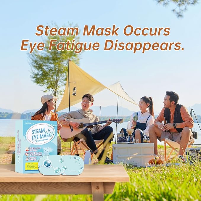 Steam Eye Mask Hyaluronic Acid Formula Self Heating Moist Eye Compress Disposable SPA Warm Eye Mask 5 Packs for Dry Eye, Eye Fatigue, Soothing Headache Travel Trouble Sleeping-BrightBean Baby