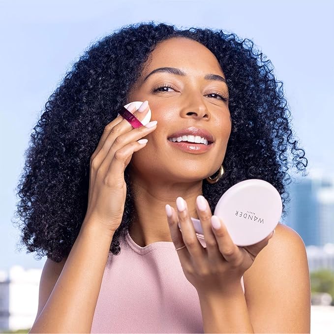 Wander Beauty Wanderlust Powder Foundation - Rich - Blurs and Evens Skin Tone - Perfects and Hydrates With Hyaluronic Acid, Aloe, Honeysuckle, & Vitamin E - Lightweight, Buildable Coverage - 0.31 oz-BrightBean Baby