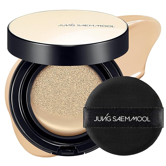 JUNG SAEM MOOL Essential Skin Nuder Cushion 21W Medium 0.49 Fl Oz, No Refill, Natural Radiant Finish Cushion Foundation with Buildable Coverage, Lightweight Texture, Korean Foundation Makeup-BrightBean Baby