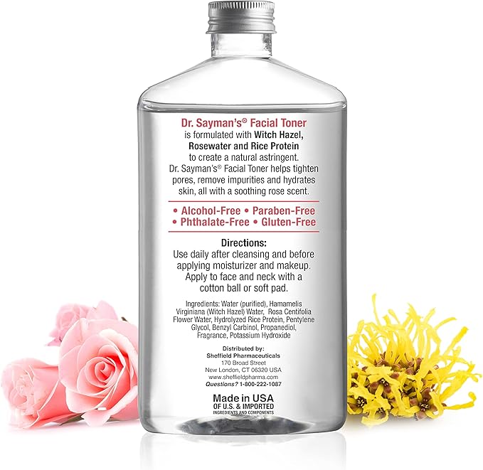 Dr. Saymans Alcohol-Free Facial Toner with Witch Hazel, Rosewater & Rice Protein, Removes Impurities & Hydrates Your Face, 9 oz-BrightBean Baby
