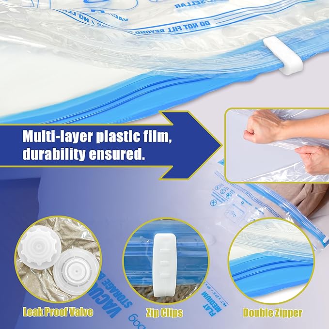 Travel Vacuum Bags with Electric Pump for Luggage and Suitcase, Vacuum Seal Compression Packing Bags for Clothes Clothing, Combo 18 Pack-BrightBean Baby