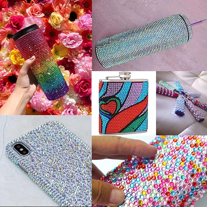 Flat Back Rhinestone Kits Colorful Rhinestones+Crystal AB Gems With Picker Pencil And Tweezer For Home DIY And Professional Nail Art-BrightBean Baby