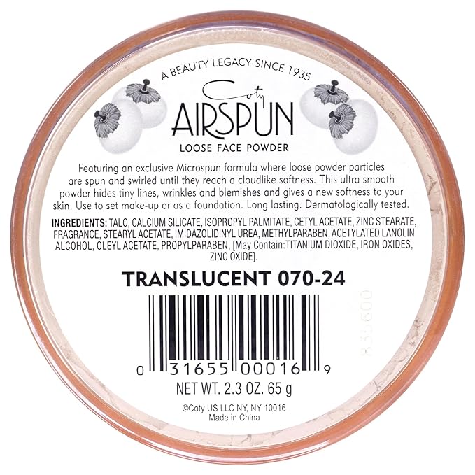 Airspun Coty Loose Face Powder, Translucent, Pack of 1-BrightBean Baby