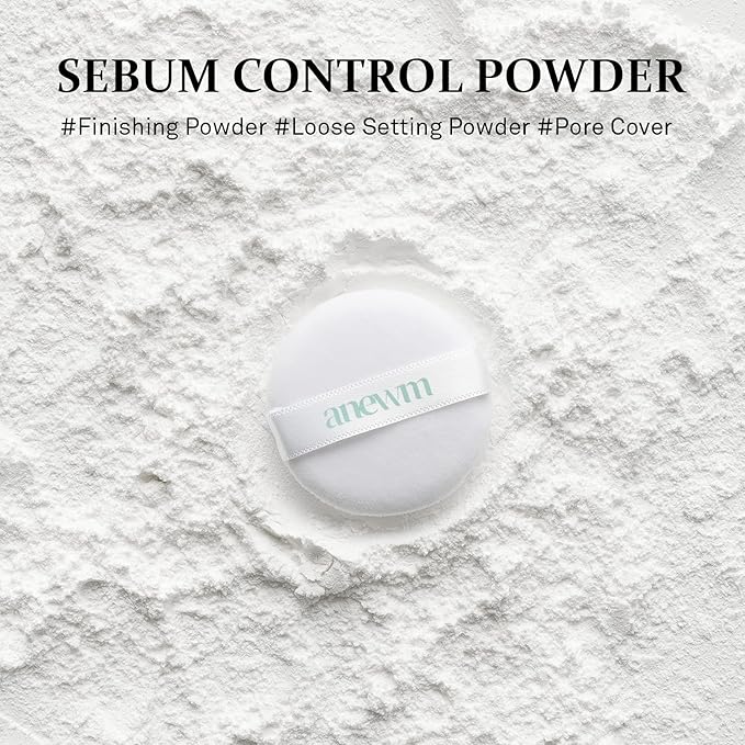 SAAT INSIGHT Anewm Sebum Control Drying Powder 5g - Oil Control Powder for Long-Lasting Clean Skin, Sebum Control Blotting Powder to Provide Transparent Makeup Finish, and Blur Fine Lines & Pores-BrightBean Baby
