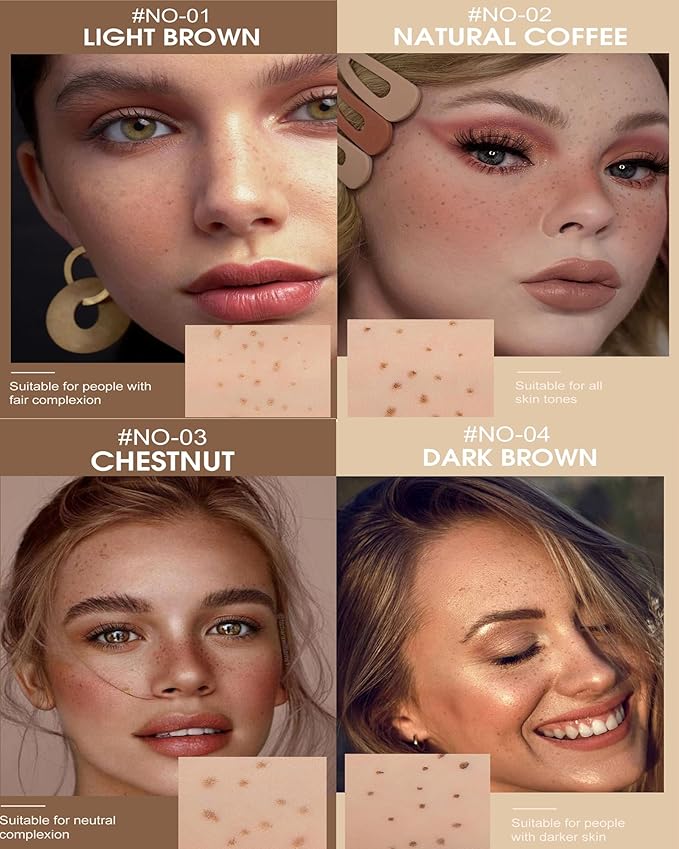 AKARY 4 Colors Freckle Pen Professional Lifelike Face Concealer Point Out Natural Waterproof Longlasting Soft Artificial Freckles Fine Makeup Freckle Pen Life Face Decoration (01+02+03+04)-BrightBean Baby