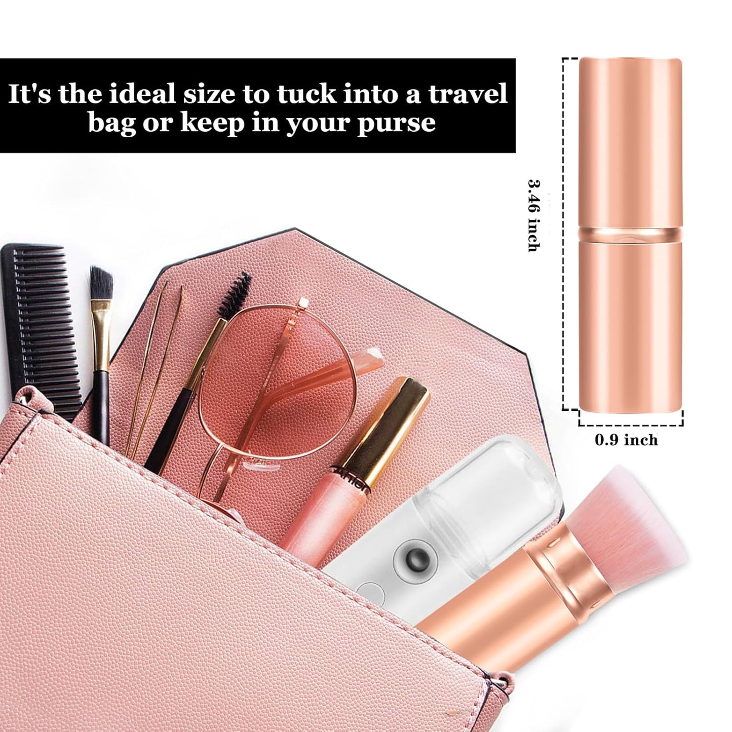 Falliny Retractable Makeup Brushes, Travel Kabuki Powder Foundation Brush, Portable Face Liquid Foundation Sunscreen Brush with Cover for Blending Liquid, Bronzer,Cream or Flawless Powder Cosmetics-BrightBean Baby