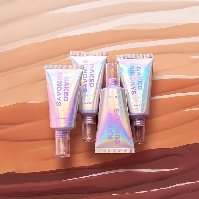 Naked Sundays BeautyScreen™ SPF 50 Mineral Peptide Foundation Tint 2-in-1 Skin Tint & Mineral Sunscreen- Radiant, Buildable Coverage, Acne-Safe (3.5 Light Medium Cool, 1.01 Fl Oz)-BrightBean Baby