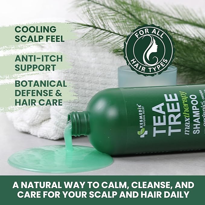 Tea Tree Oil Shampoo MaxTherapy, Itchy Scalp Relief, Refreshes & Cleanses Dandruff & Buildup, Clarifying for Oily Hair, Women & Men, 16 fl oz-BrightBean Baby