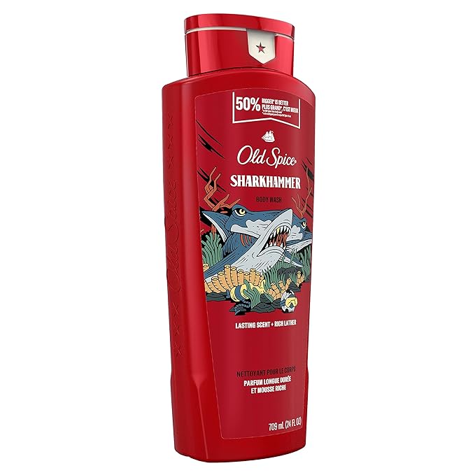 Old Spice Body Wash for Men, Sharkhammer, Long Lasting Lather, 24 fl oz (Pack of 4)-BrightBean Baby