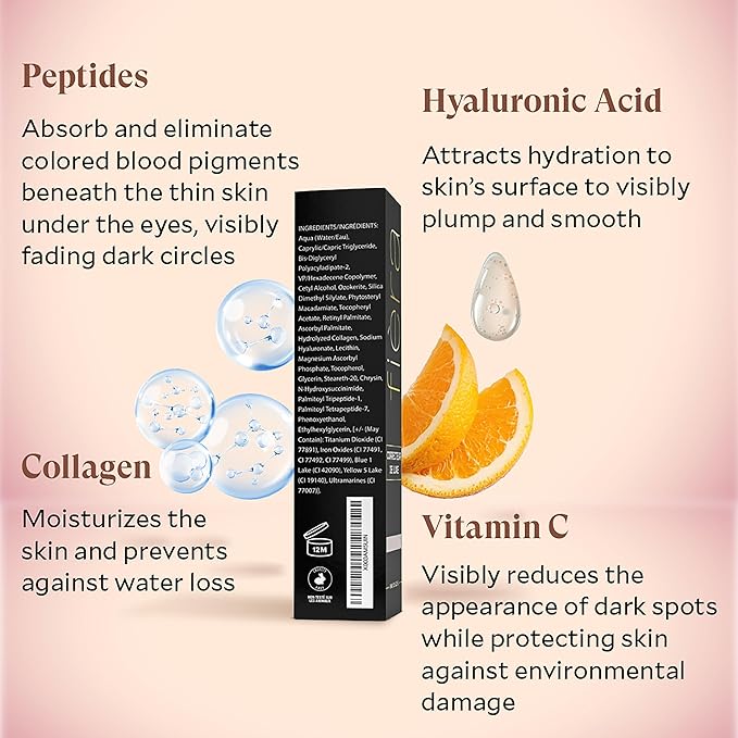 Fièra Luxury Concealer with Anti-Aging - All Day Coverage for Dark Circles, Fine Lines, Wrinkles & Spots - Medium, 0.5 Ounce-BrightBean Baby