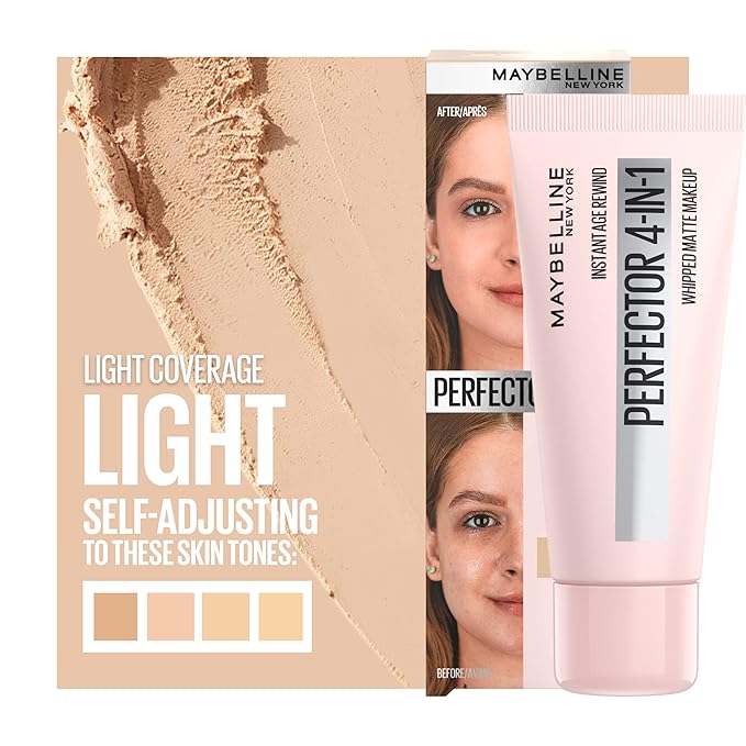 Maybelline Instant Age Rewind Instant Perfector 4-In-1 Matte Makeup, 01 Light, 1 Count-BrightBean Baby