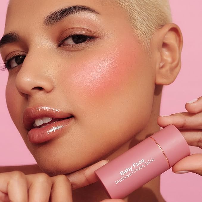 MCoBeauty Baby Face Multi-Use Cream Stick, Lou Lou Deeper Rose Tone Shade, Silky Smooth, Buildable Blush for Eyes, Lips & Cheeks, Vegan, Cruelty Free Cosmetics-BrightBean Baby